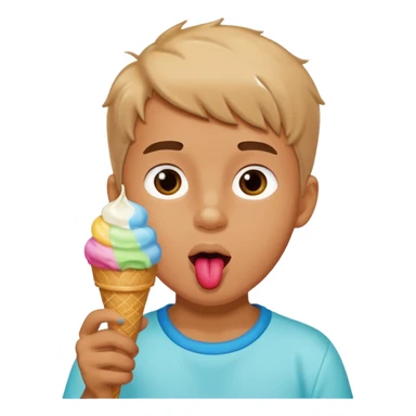 a boy licking icecream sticker