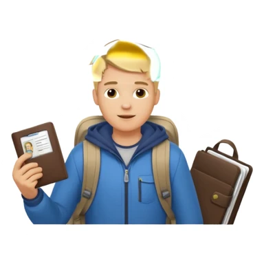 blonde haired Traveler character with passport, backpacker, male sticker
