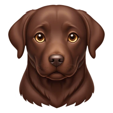 Cinematic Noble Chocolate Labrador Portrait Emoji, Poised and regal, with a robust, muscular build and a rich, glossy chocolate Fur, deep-set soulful brown eyes, Simplified yet sharp and sophisticated features, highly detailed, glowing with a soft, dignified glow, high shine, intelligent and gentle, stylized with an air of confidence, focused and attentive, soft glowing outline, capturing the essence of a watchful and loving companion, so majestic it feels as though it could bound out of the screen with effortless authority! sticker
