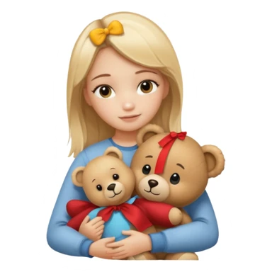 blonde balayage hair girl hugs a teddy bear sticker