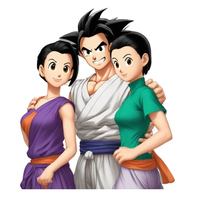 son gohan, picollo, videl and pan a happy family of dragonball sticker