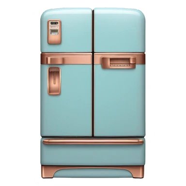 Realistic pastel blue and metallic copper vintage fridge.  sticker