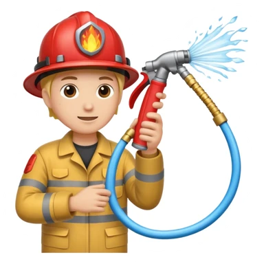 A hand holding a water hose and extinguishing the fire, no man sticker