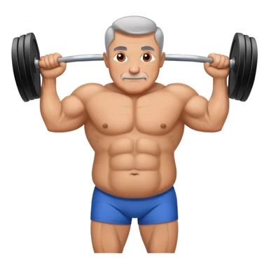 50 year old man with a belly and muscles lifting heavy weight in the gym sticker