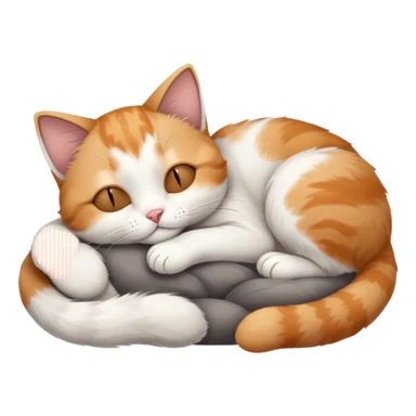 grey and white small cat with eyes closed lying down upside down with its head resting on its paw sticker