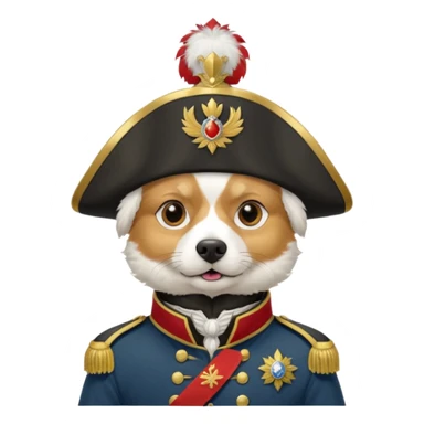 Spitz dog with emperor Napoleon’s disguise sticker