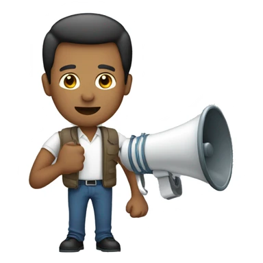 man with loudspeaker in hand sticker