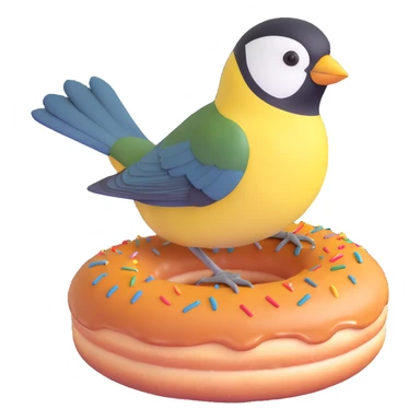 great tit bird on a donut sticker