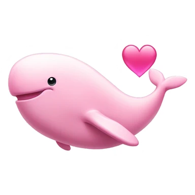 Light pink whale with pink heart on him sticker