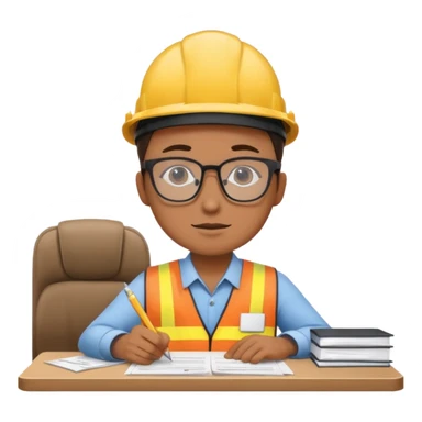 The occupational safety specialist is sitting at the paperwork sticker