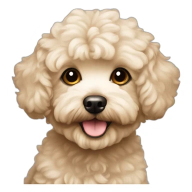 very light beige short-haired maltipoo with light brown ear sticker