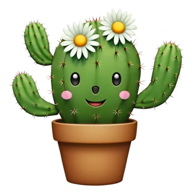 A Kawaii cactus with daisy’s on the cactus  sticker