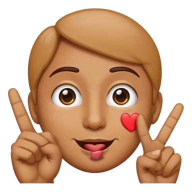 Emoji making a peace sign with hand then looking away doing a kiss face  sticker