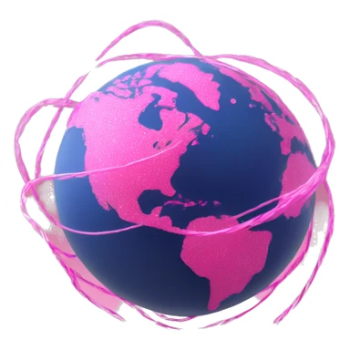  pink round earth  wrapped in a fiber optic cable  sticker