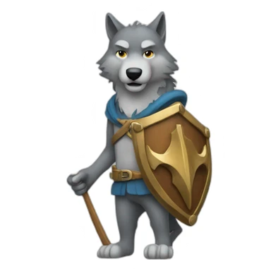 A wolf holding a trident in his hand sticker