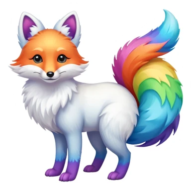 white rainbow fox with three tails sticker