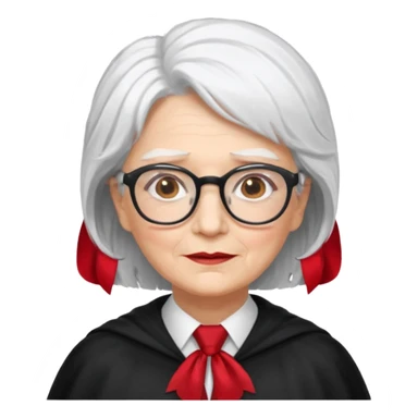 An older woman with glasses and white hair, in a red tie and black cape (might resemble Professor McGonagall). sticker