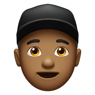 an emoji biting his lip with one eyebrow raised wearing a black cap backwards sticker
