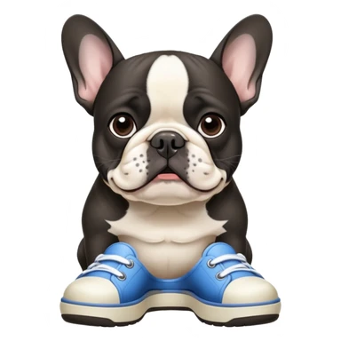 Black and white French bulldog wearing crocs shoes  sticker
