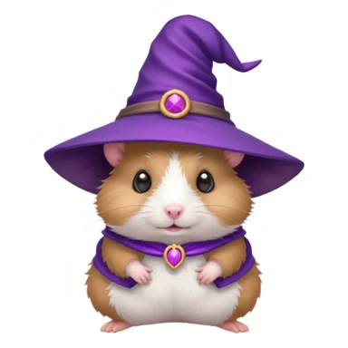 cute hamster wearing a small purple witch hat sticker