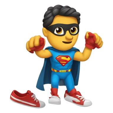 super hero grabing a pair of shoes sticker