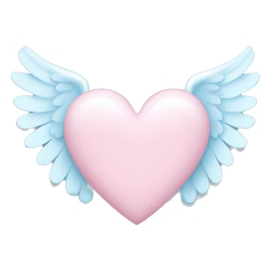 Half light pink heart with half light blue heart with angel wings sticker