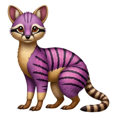 Purple red striped spotted dotted flecked exotic patterned tribal Numbat-Civet-Genet-Caracal-Cheetah-fusion (full body) sticker