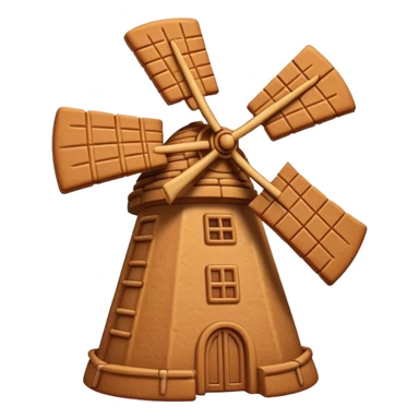 Speculaas Cinematic Realistic Speculaas Biscuit Emoji, depicted as a spiced speculaas cookie crafted in the shape of a windmill and warm, inviting lighting. sticker