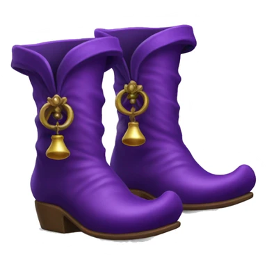 Realistic isolated royal purple elf boots with bells. sticker