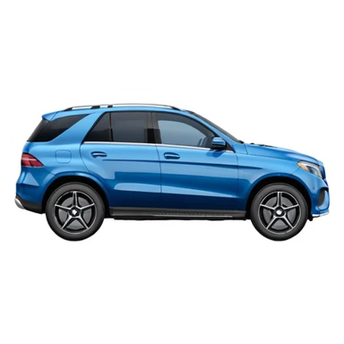 super simple pure side view black Mercedes GLE SUV minimal details compact rounded blue-tinted windows sticker