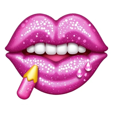 glitter pink kiss  sticker