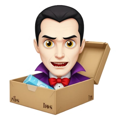 dracula, fang, with carton box sticker