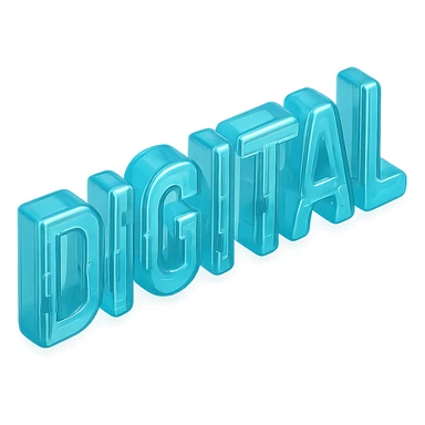 The word "DIGITAL" BOLD, cyan blue sticker