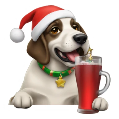 Dogs drinking celebrating Christmas  sticker
