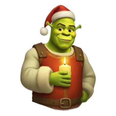 Shrek holding a christmas candle sticker