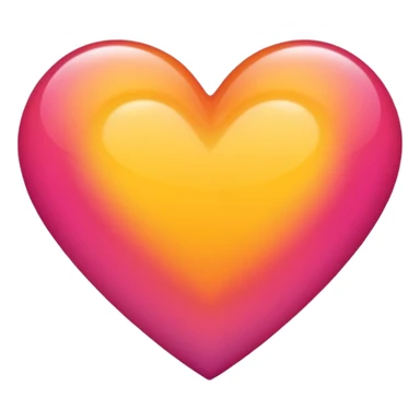 Bright yellow to orange to dark pink double gradient double heart sticker