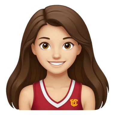 skinny white happy long haired brunette girl USC cheerleader sticker