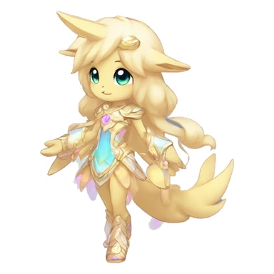 Cute Kawaii Chibi Anthro Sona Colorful Ethereal Pretty see Godly Celestial Shiny Fakemon Full Body sticker