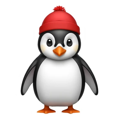 penguen with red cap sticker