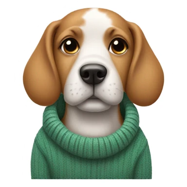 Dog wearing a sweater with AirPods Max on  sticker