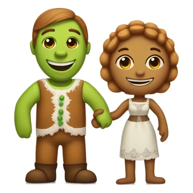 a gingerbread man and shrek holding han sticker