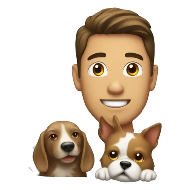 male with pets in car sticker