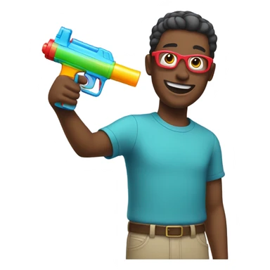 smiling with watergun sticker