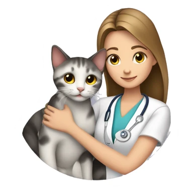 cat cuddles veterinarian girl sticker
