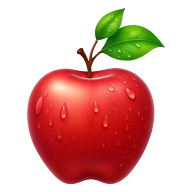 Cinematic Realistic Apple Emoji, Fresh and vibrant, with a crisp, red skin glistening with droplets of water. The smooth, shiny surface catches the light, while the green stem adds a natural touch. Soft glowing outline, capturing the essence of health, sweetness, and freshness in a crisp apple! sticker