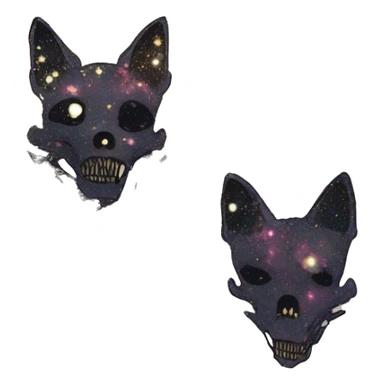 iridescent kintsugi fluffy zombie black brown gold dog fox head zombie skull skeleton gold mechanical nebula galaxy stars colorful flowers fairy lights vintage zombie sticker