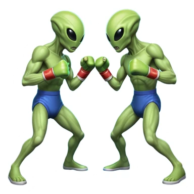 two alien fighters boxing, mid-punch action, motion blur effect, glowing energy impact, dramatic lighting, 3D cartoon, mobile game icon style, clean background, no text, no watermark
 sticker