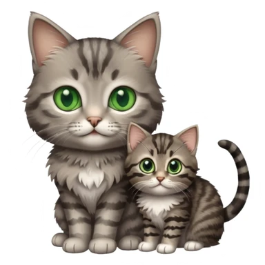 Grey tabby cat and smaller brown and black tabby kitten  sticker