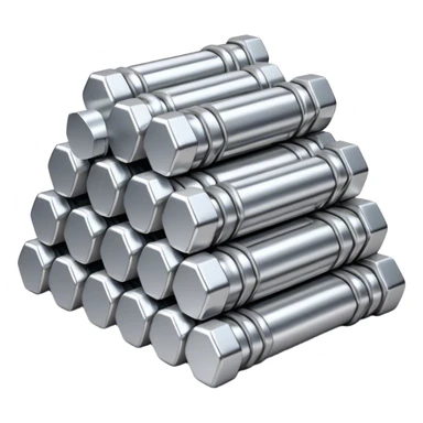 A bundle of uranium fuel rods used in a nuclear reactor, with a metallic silver or gray structure and cylindrical rods, arranged in a hexagonal grid, realistic and industrial style, no green color, only metallic shades. sticker