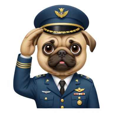 pug saluting in a military outfit  sticker